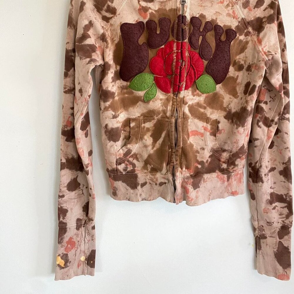 LUCKY BRAND PINK TIE DYE HOODED JACKET ZIP UP WOMENS SIZE SMALL - Picture 3 of 7